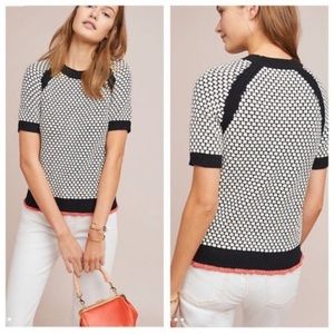 Moth by Anthropologie Short Sleeve Sweater Top Polkadot XS